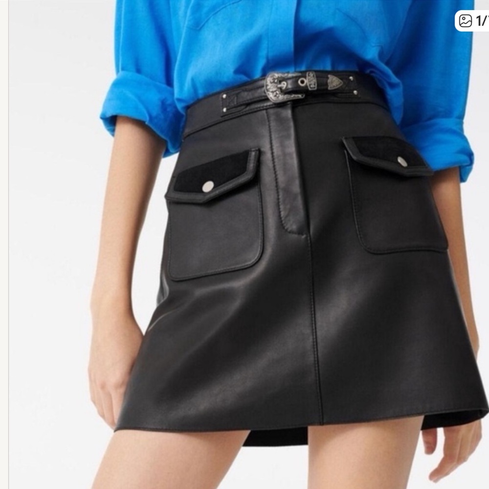 Maje Black A-Line Skirt with Silver Buckle
Size 38